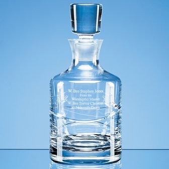 0.75ltr Diamante Round Decanter with Spiral Design Cutting